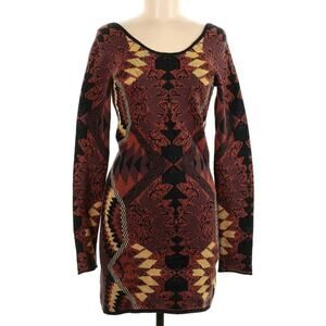 Free People Huntress Of Man Tribal Aztec Long Sleeve Sweater Dress